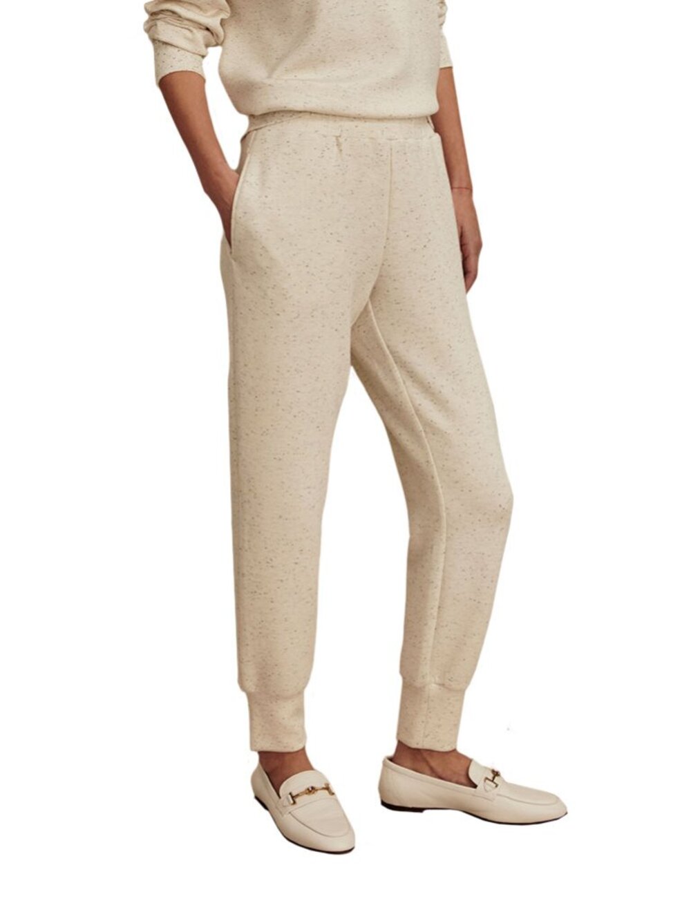 Varley The Slim Cuff 25 Inch Womens Pants - Ivory Marl Fleck